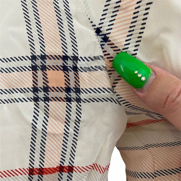 Joie XS Blouse Button Front 100% Silk Long Sleeve Plaid Shirt Top - Picture 11 of 11